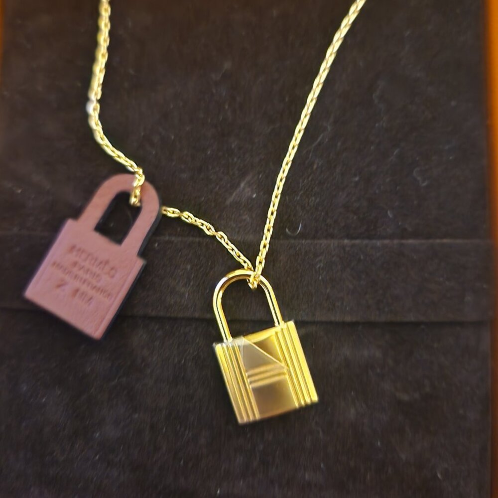 Hermes Gold and Brown Lock Necklace - Picture 3 of 5